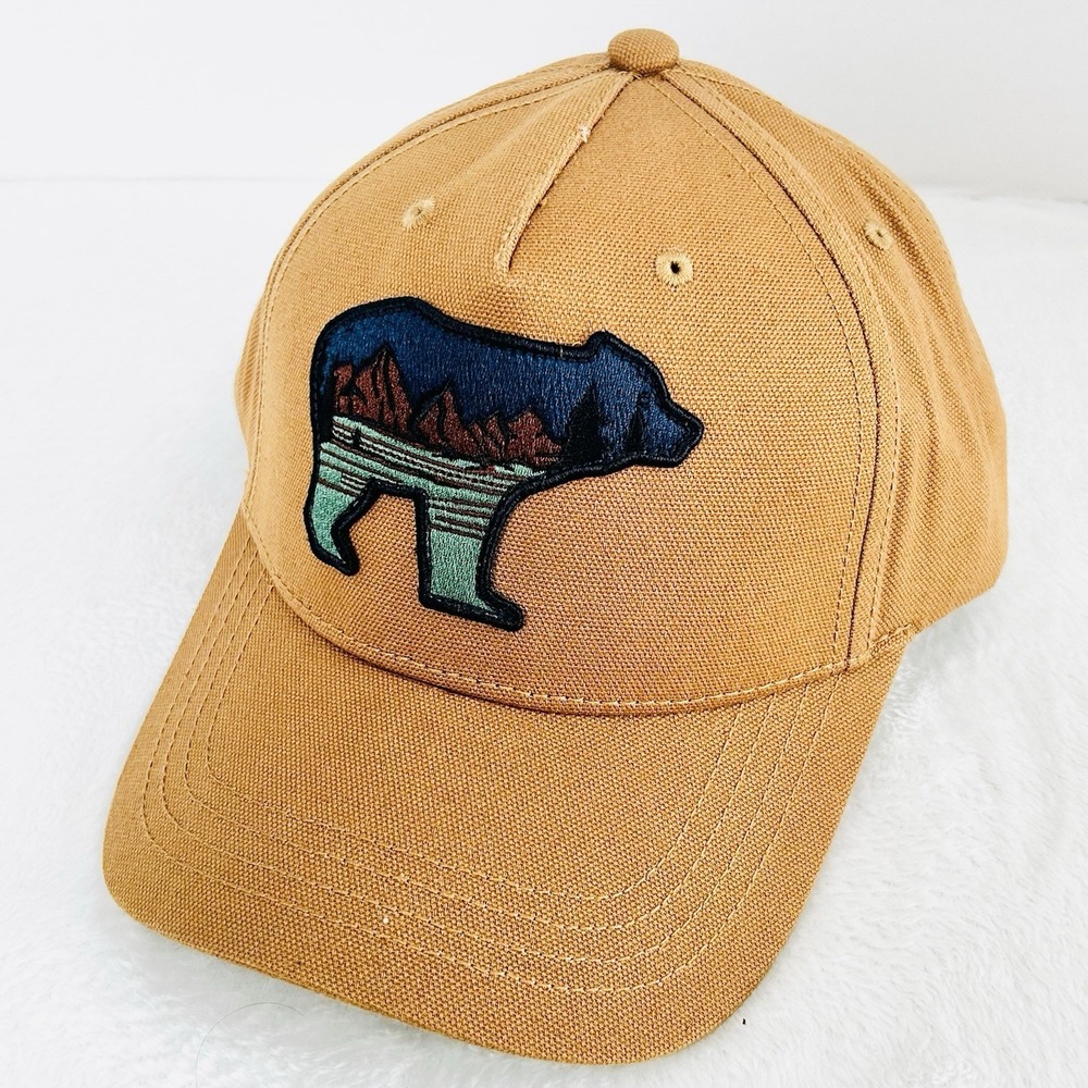 Brothers/Sons Bear‎ Nature Mountains A-Frame Hat Cap Adjustable Strapback Brown